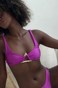GLD Riley Triangle Hardware Bikini Top - Violet MESHKI SWIM
