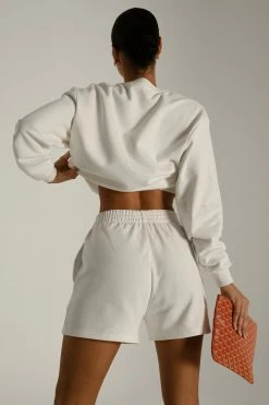 QNG Sweaters & Hoodies Simone Loopback Jogger Short - White