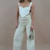 QNG All Bottoms Sonia Contrast Wideleg Cargo Pants - Sand