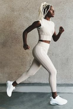 HNG Neutrals Hestia Panelled Sleeveless Crop Top - Nude