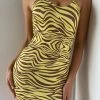 ROM Tali Halter Mini Dress - Zebra Print