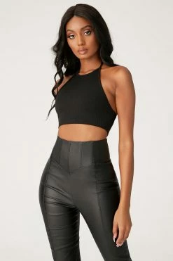 DGH All Bottoms Zima Leatherette Corsetted High Waisted Pants - Black