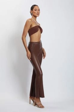 AMC All Tops Lea Diamante Chain Halter Neck Crop Top - Chocolate 17 AMC All Tops Lea Diamante Chain Halter Neck Crop Top - Chocolate