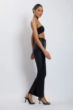 AMC Lea Diamante Chain Halter Neck Crop Top - Black