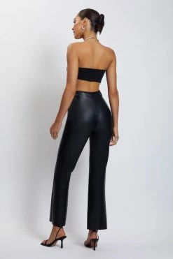 AMC Lea Diamante Chain Halter Neck Crop Top - Black