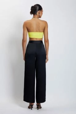 AMC Lea Diamante Chain Halter Neck Crop Top - Yellow All Tops