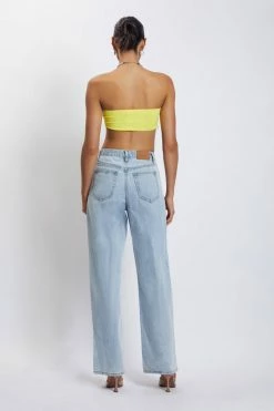 AMC Lea Diamante Chain Halter Neck Crop Top - Yellow All Tops