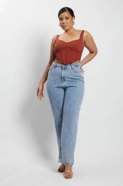 QNG Zali Jersey Sweetheart Corset - Biscuit