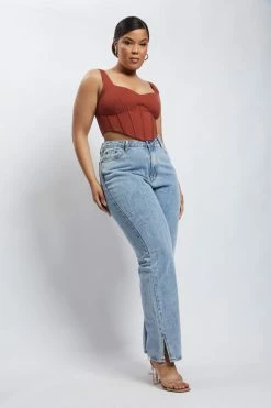 QNG Zali Jersey Sweetheart Corset - Biscuit