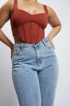 QNG Zali Jersey Sweetheart Corset - Biscuit