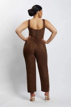 WNT Audrey Suede Corset - Chocolate Two Piece Sets