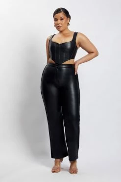 LCH All Tops Kali Faux Leather Corset - Black 20 LCH All Tops Kali Faux Leather Corset - Black