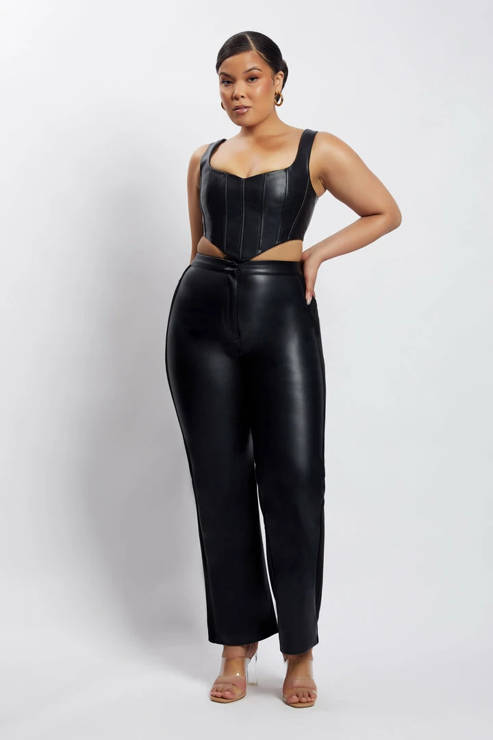 LCH All Tops Kali Faux Leather Corset - Black 9 LCH All Tops Kali Faux Leather Corset - Black