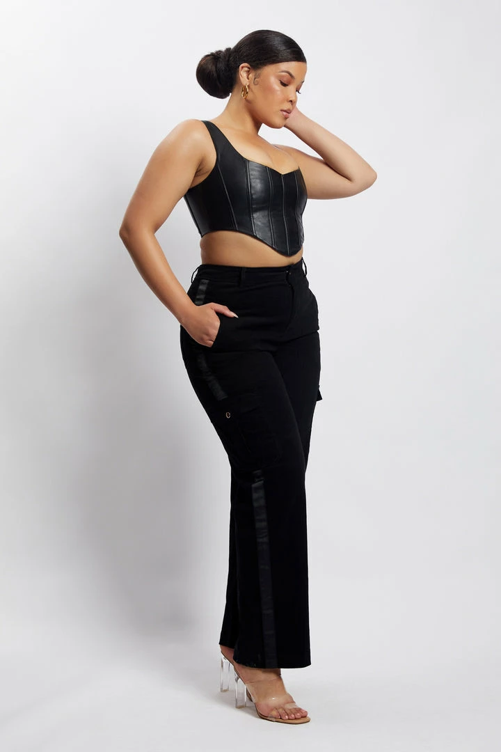 LCH All Tops Kali Faux Leather Corset - Black 7 LCH All Tops Kali Faux Leather Corset - Black