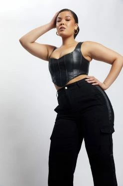 LCH All Tops Kali Faux Leather Corset - Black 21 LCH All Tops Kali Faux Leather Corset - Black