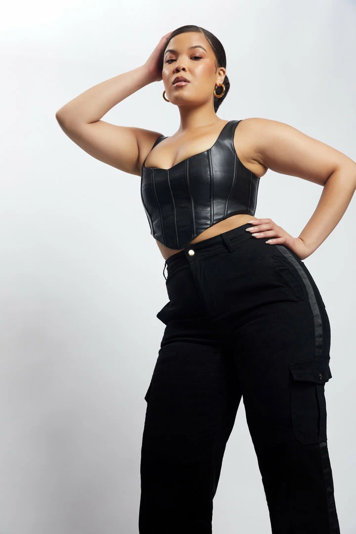 LCH All Tops Kali Faux Leather Corset - Black 10 LCH All Tops Kali Faux Leather Corset - Black