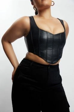 LCH All Tops Kali Faux Leather Corset - Black 19 LCH All Tops Kali Faux Leather Corset - Black