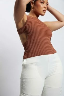 EMS Andria Ribbed Knit Tank Top - Chocolate