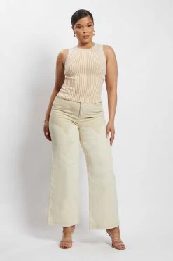 QNG All Bottoms Sonia Contrast Wideleg Cargo Pants - Sand 21 QNG All Bottoms Sonia Contrast Wideleg Cargo Pants - Sand