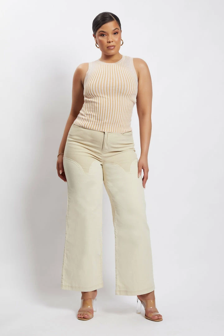 QNG All Bottoms Sonia Contrast Wideleg Cargo Pants - Sand 11 QNG All Bottoms Sonia Contrast Wideleg Cargo Pants - Sand