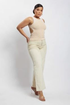 QNG All Bottoms Sonia Contrast Wideleg Cargo Pants - Sand 20 QNG All Bottoms Sonia Contrast Wideleg Cargo Pants - Sand