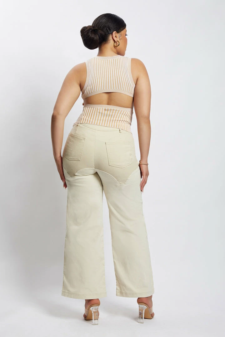 QNG All Bottoms Sonia Contrast Wideleg Cargo Pants - Sand 8 QNG All Bottoms Sonia Contrast Wideleg Cargo Pants - Sand