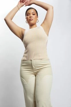 EMS Andria Ribbed Knit Tank Top - Nude All Tops 21 EMS Andria Ribbed Knit Tank Top - Nude All Tops