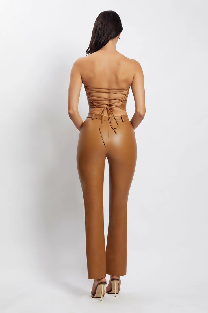 LCH Two Piece Sets Pamela Lace Up Back Top - Dark Tan 6 LCH Two Piece Sets Pamela Lace Up Back Top - Dark Tan