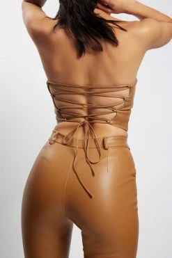 LCH Two Piece Sets Pamela Lace Up Back Top - Dark Tan 18 LCH Two Piece Sets Pamela Lace Up Back Top - Dark Tan