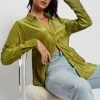 WNT All Tops Yara Pleated Satin Shirt - Olive
