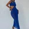 GZH Chelsea Sleeveless Mesh Cut Out Midi Dress - Cobalt Blue