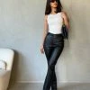WNT All Bottoms Tyra Straight Leg Faux Leather Pants - Black