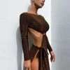 ROM DRESSES Christina Backless Maxi Wrap Dress - Chocolate Shimmer