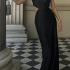 WNT DRESSES Alanis Satin Cut Out Maxi Dress - Black