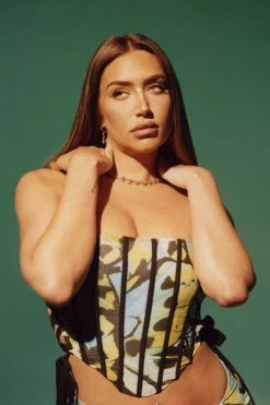 BSD Elizabeth Strapless Corset Top - Butterfly Print Two Piece Sets