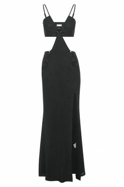 ROM Laila Maxi Halter Dress With Cut Outs - Black DRESSES