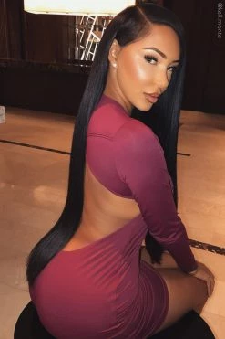 WXI Rayne Long Sleeve Mini Dress - Burgundy DRESSES