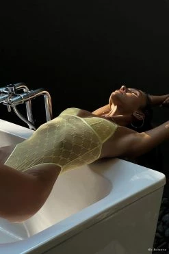 GZH Bodysuits Millie Monogram Bodysuit - Lemon